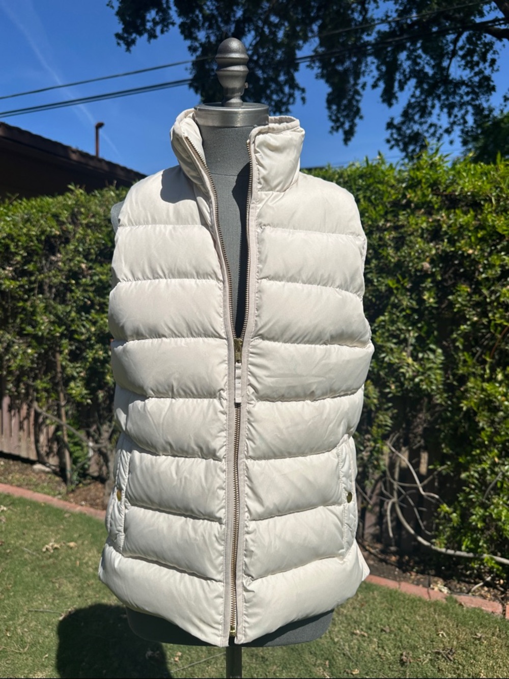 J Crew Women's Cream Quilted Puffer Vest - Lightweight Insulated Layer